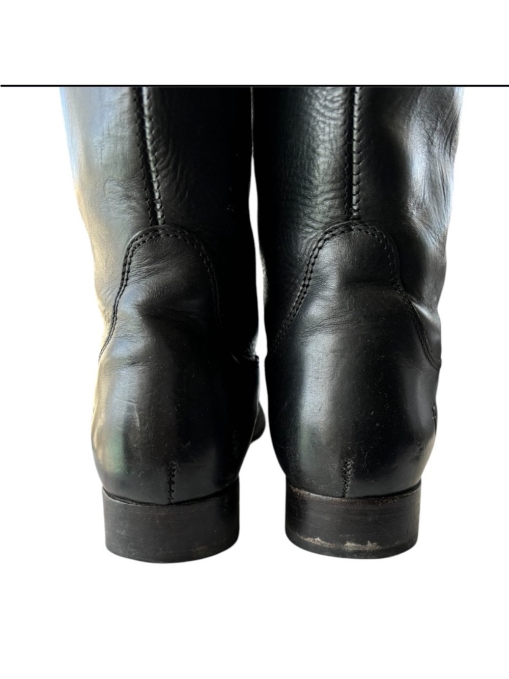Frye Melissa Logo Black Brown Tall Leather Riding Boots Size 8.5 - Picture 7 of 14